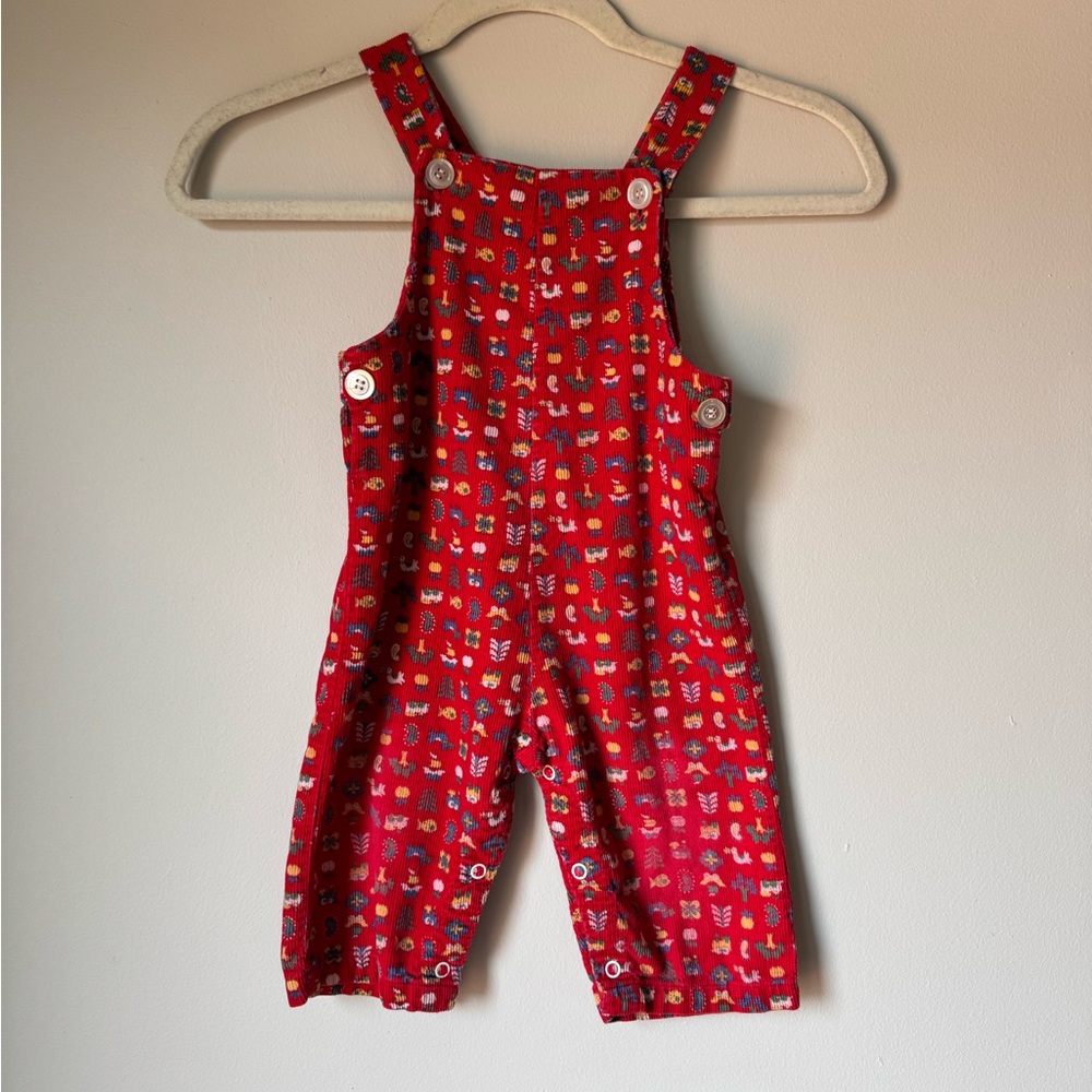 Health-Tex Vintage 90’s Corduroy Red Patterned Kids Overalls